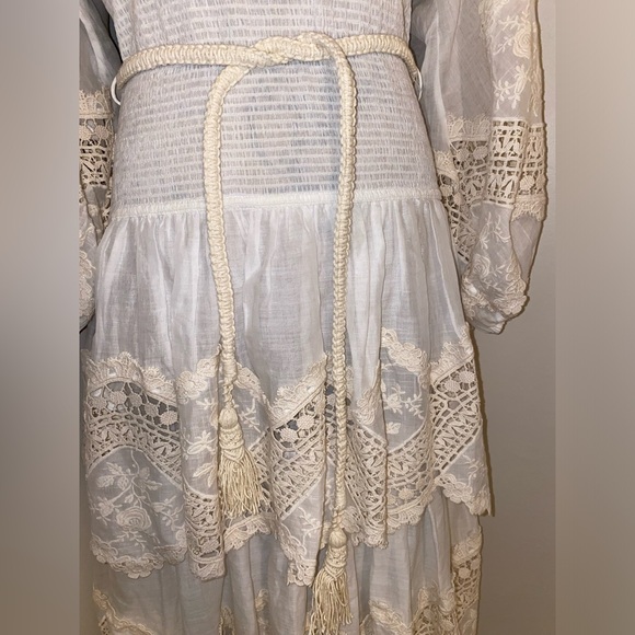 $1,750 ZIMMERMANN Crocheted lace-trimmed tiered ramie-gauze dress in size 1 - Picture 6 of 15